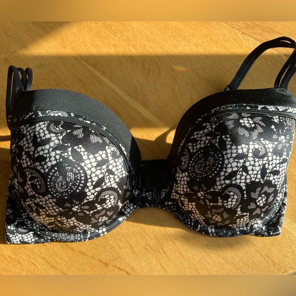 VS 36DD Demi Bra | Black & White Floral